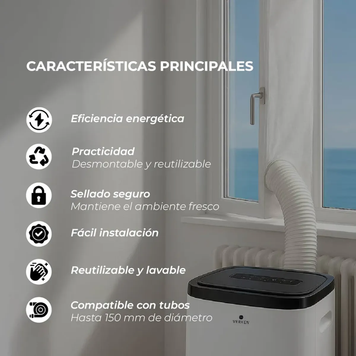 VERKEN - Kit Universal Ventana Abatible - Aire Acondicionado Portátil