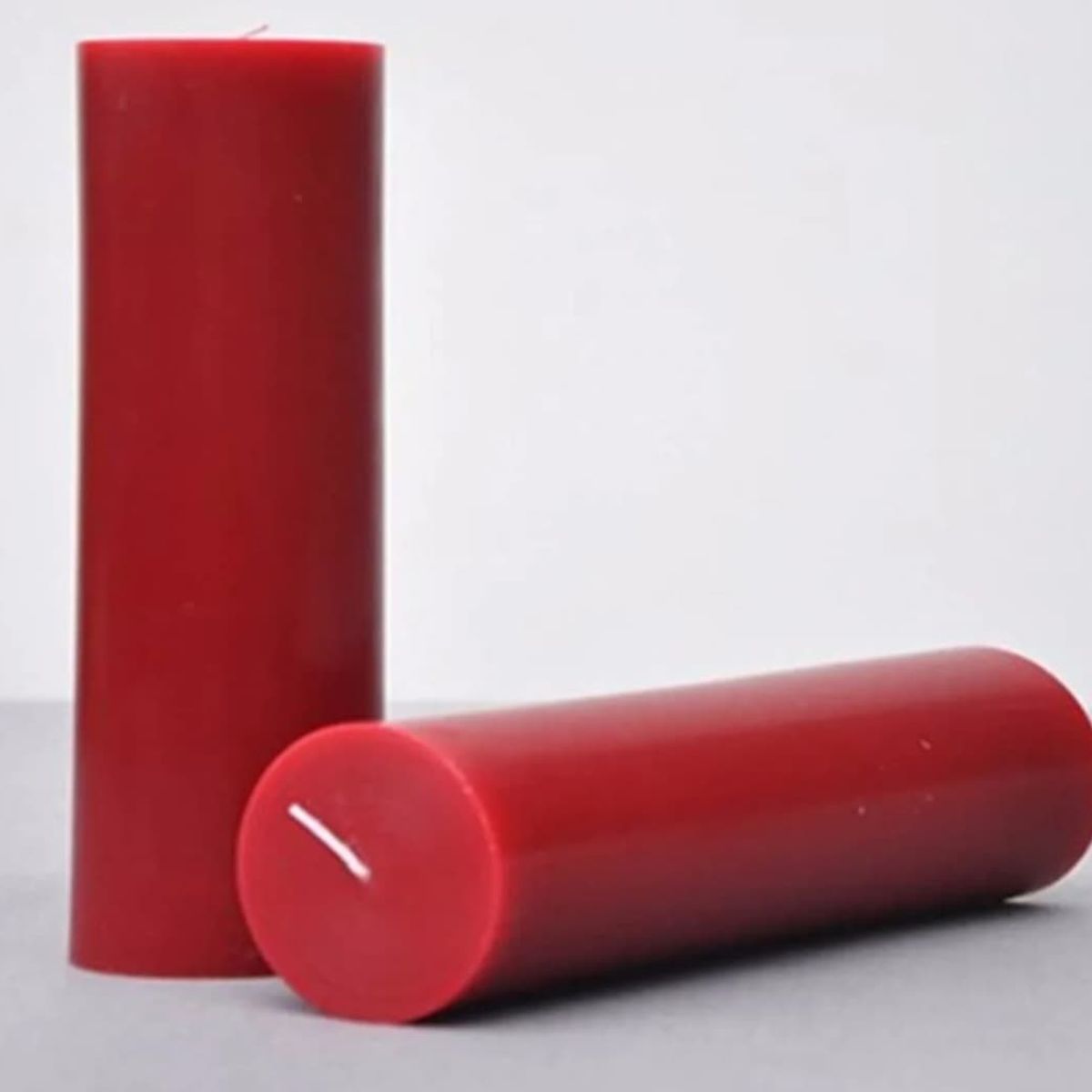GENERICO - PACK 2 VELAS CIRIOS COLOR ROJO 15 x 5 CM VELONES
