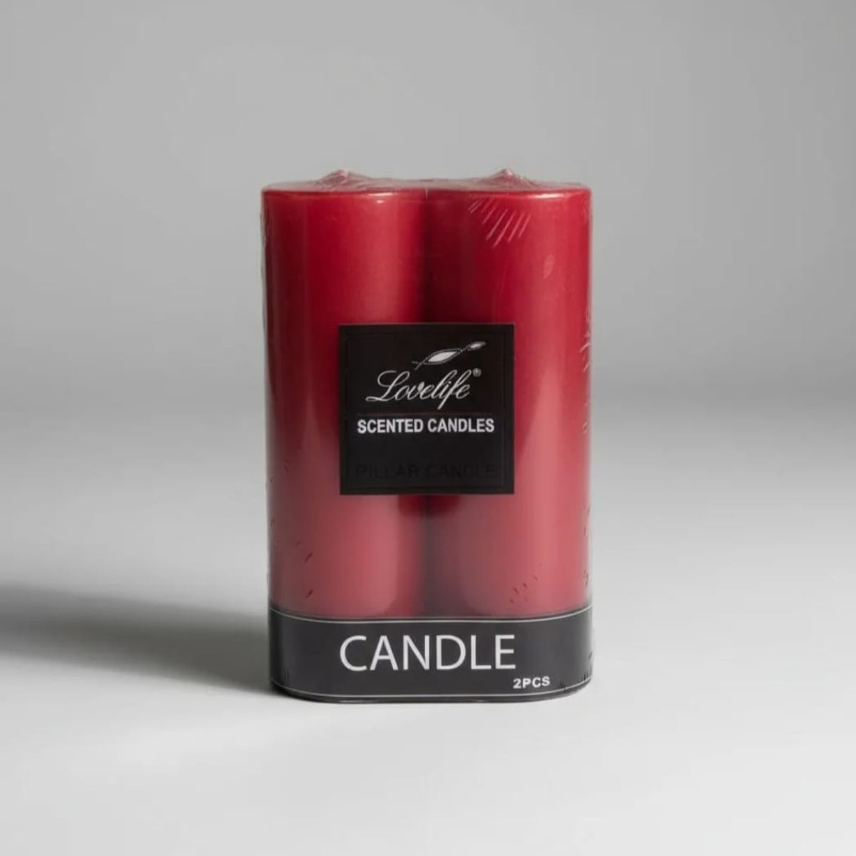 GENERICO - PACK 2 VELAS CIRIOS COLOR ROJO 15 x 5 CM VELONES