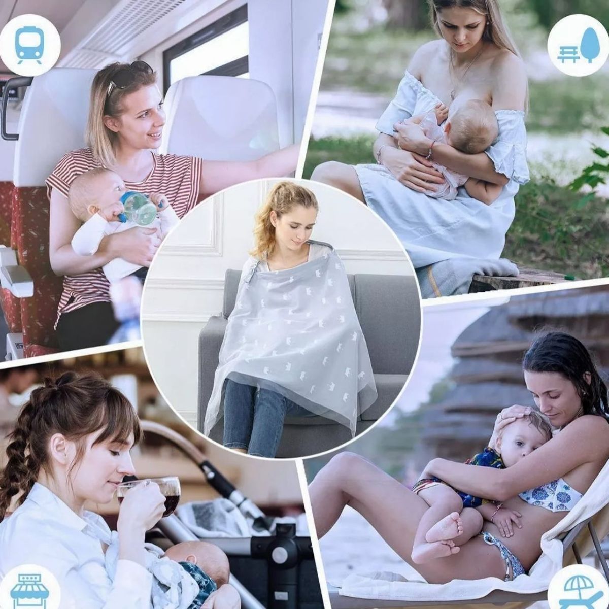 GENERICO - Bufanda Lactancia Con Gasa Manta Amamantar Mandil Cubre