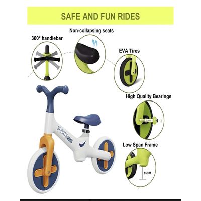 Imagen 2 del producto BICICLETA EQUILIBRIO BALANCE APRENDIZAJE SIN PEDALES NIÑA NIÑO BLANCO