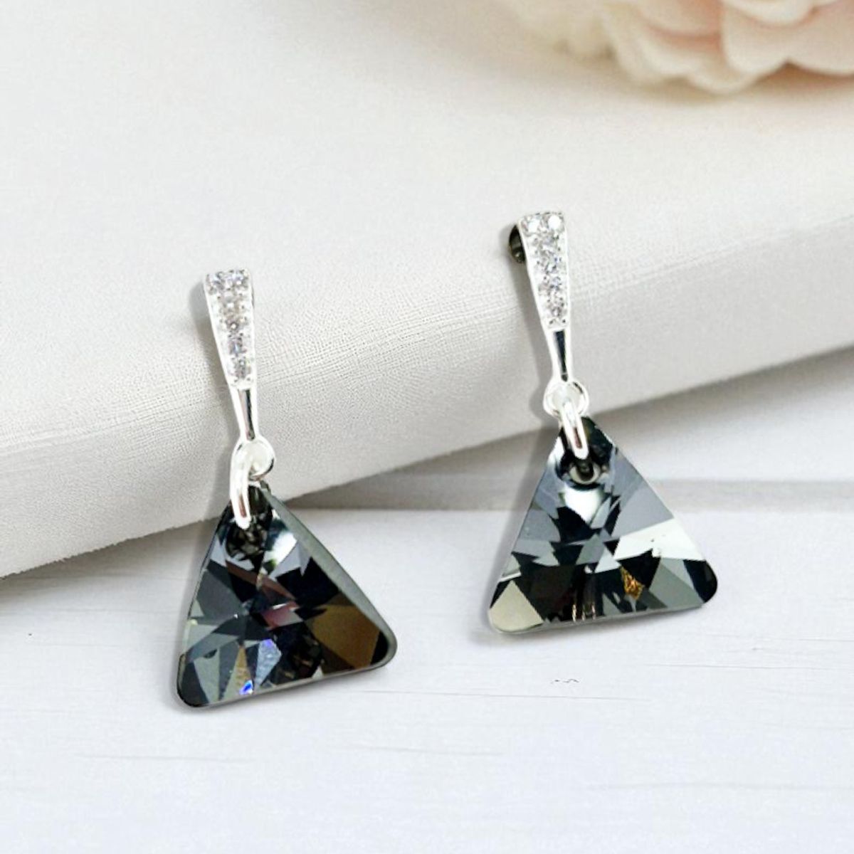 JOYAS MONTERO - Aros Trinidad Plata 925 creado cristales de Swarovski® Silver Night