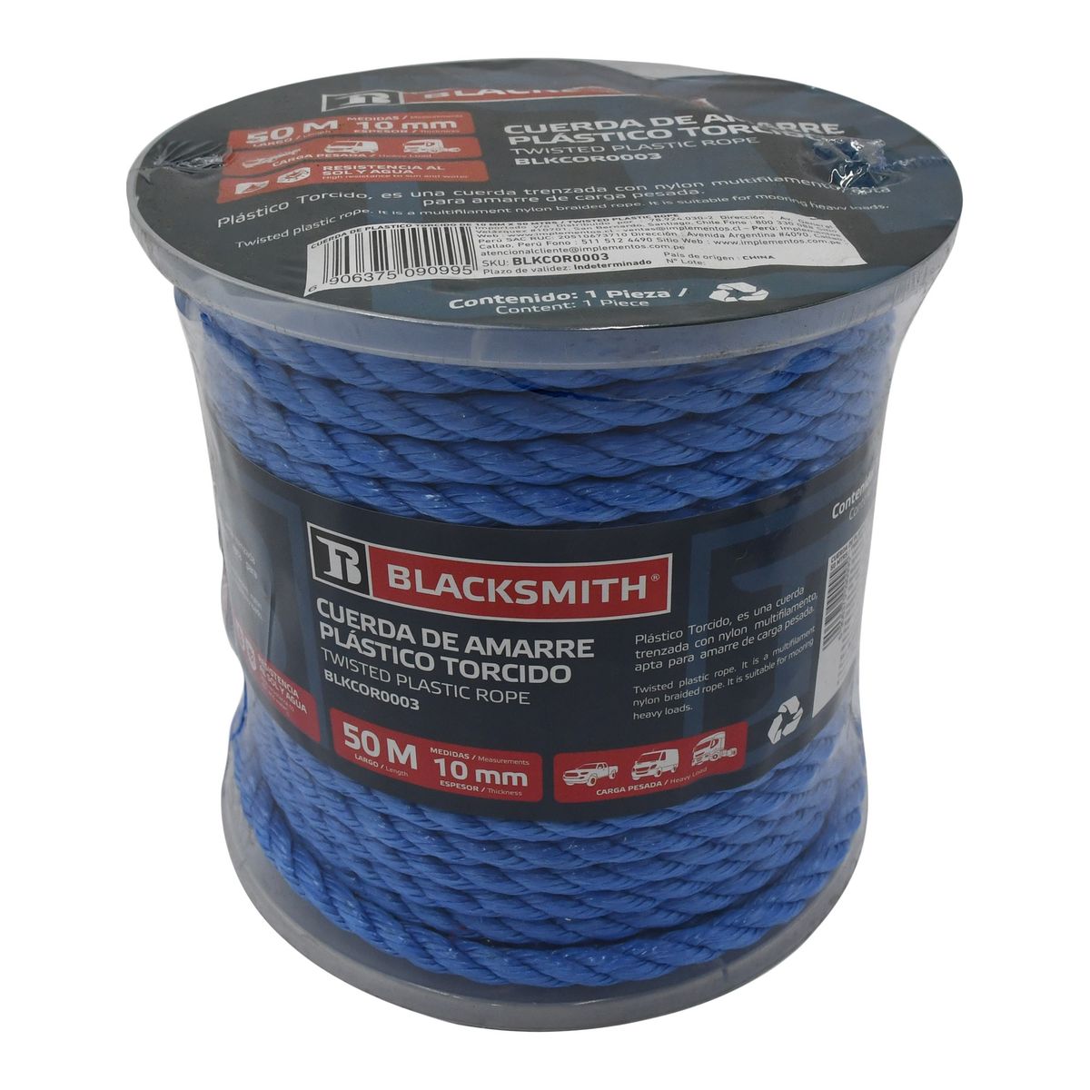 BLACKSMITH - Cuerda De Amarre Plastico 50 Mts X 10 Mm