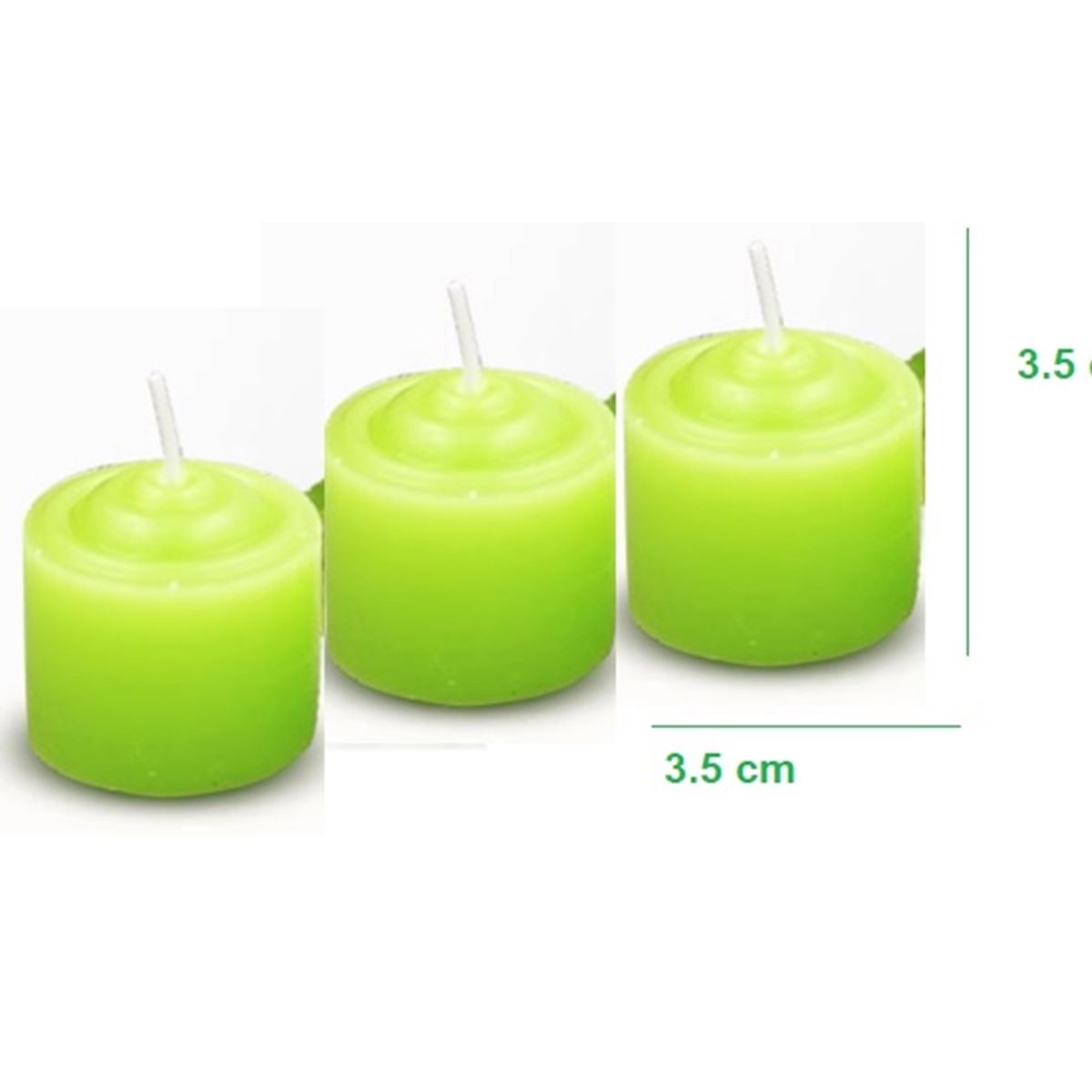 GENERICO - PACK 12 MINI VELAS ROMANTICAS VERDES 3.5 CM