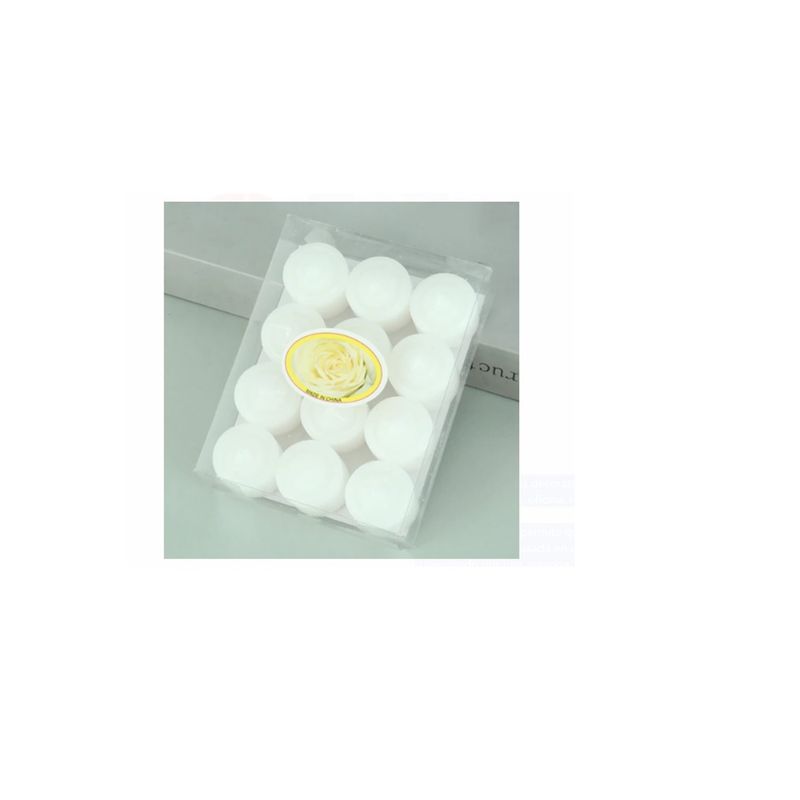 GENERICO - PACK 12 MINI VELAS ROMANTICAS BLANCAS  3.5 CM