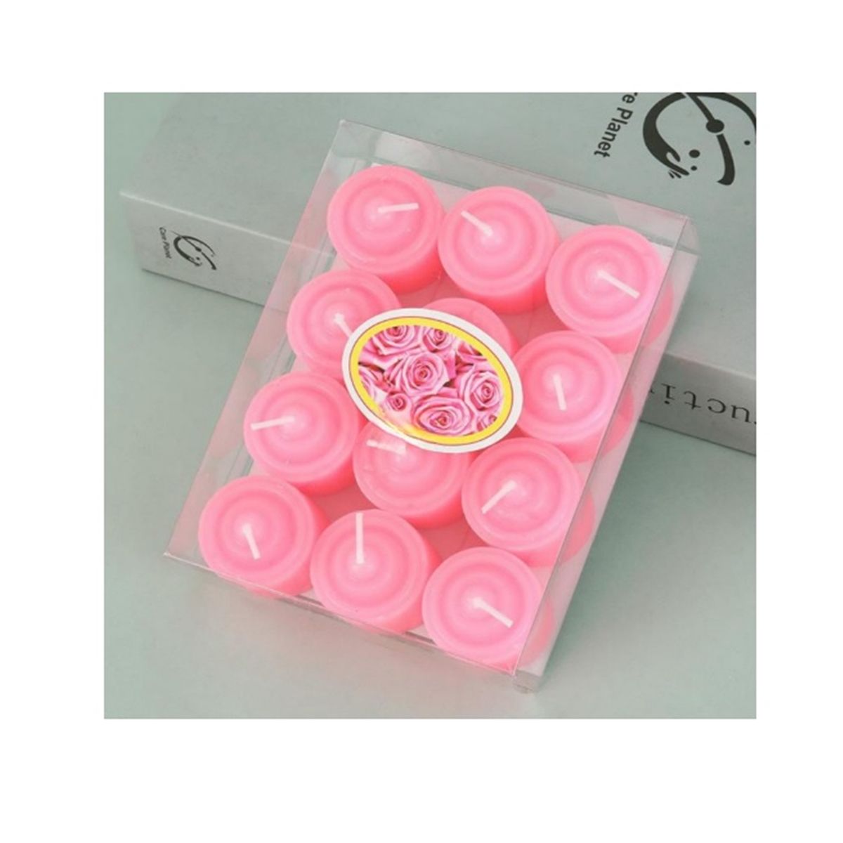GENERICO - PACK 12 MINI VELAS ROMANTICAS ROSADAS 3.5 CM