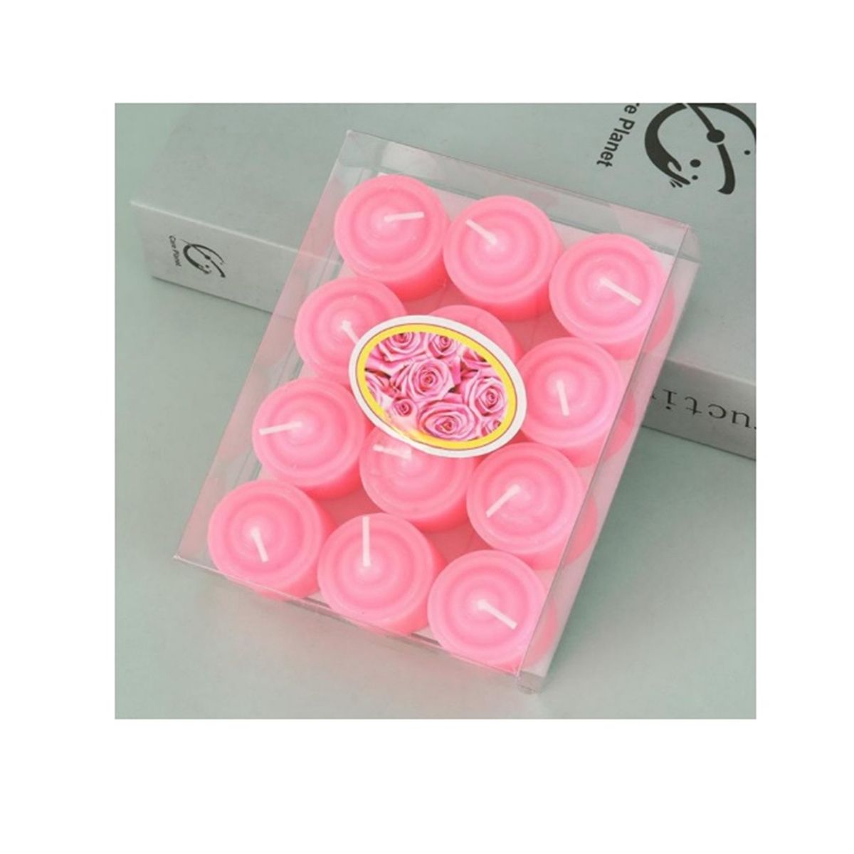GENERICO - PACK 12 MINI VELAS ROMANTICAS ROSADAS 3.5 CM