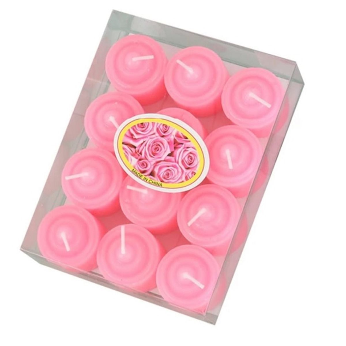 GENERICO - PACK 12 MINI VELAS ROMANTICAS ROSADAS 3.5 CM