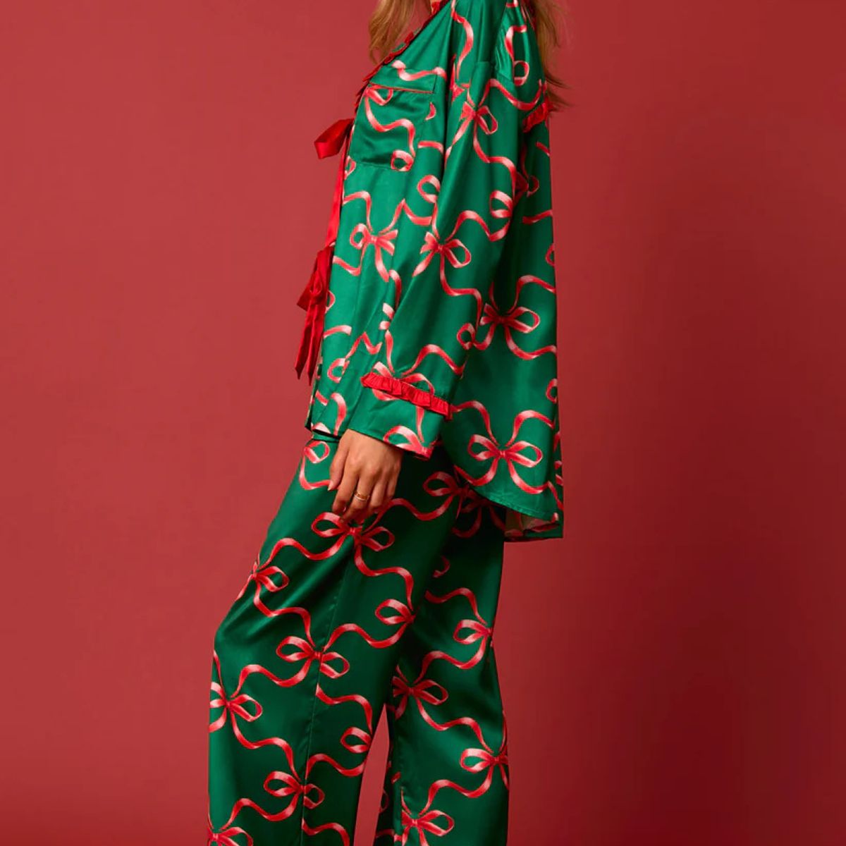 VELVET - Pijama Largo Navidad Verde Mujer