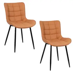 NOVAHUS - Pack 2 Sillas de Comedor Pu Camel Patas Metálicas