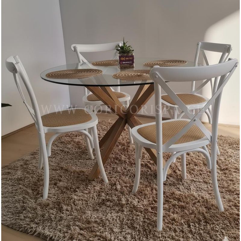 CORI CORI - Comedor Warwick 100cm + 4 sillas Crossback Madera