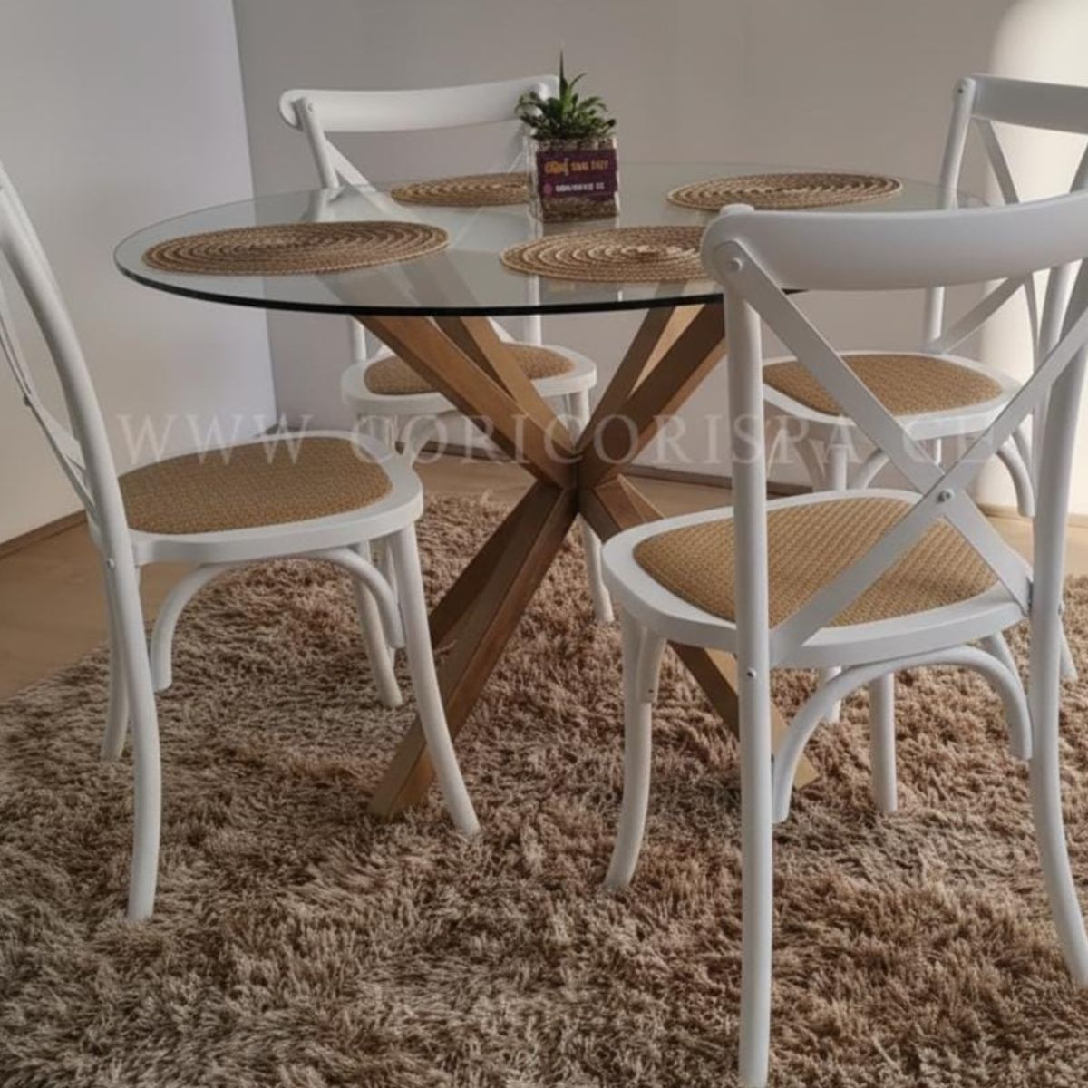 CORI CORI - Comedor Warwick 100cm + 4 sillas Crossback Madera