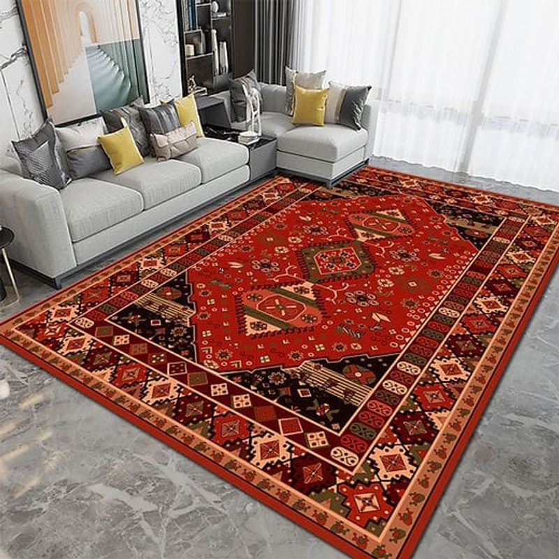 GENERICO - Alfombra Para Sala Ilusión Óptica DISEÑO NATIVO ROJO 200x240 Mp