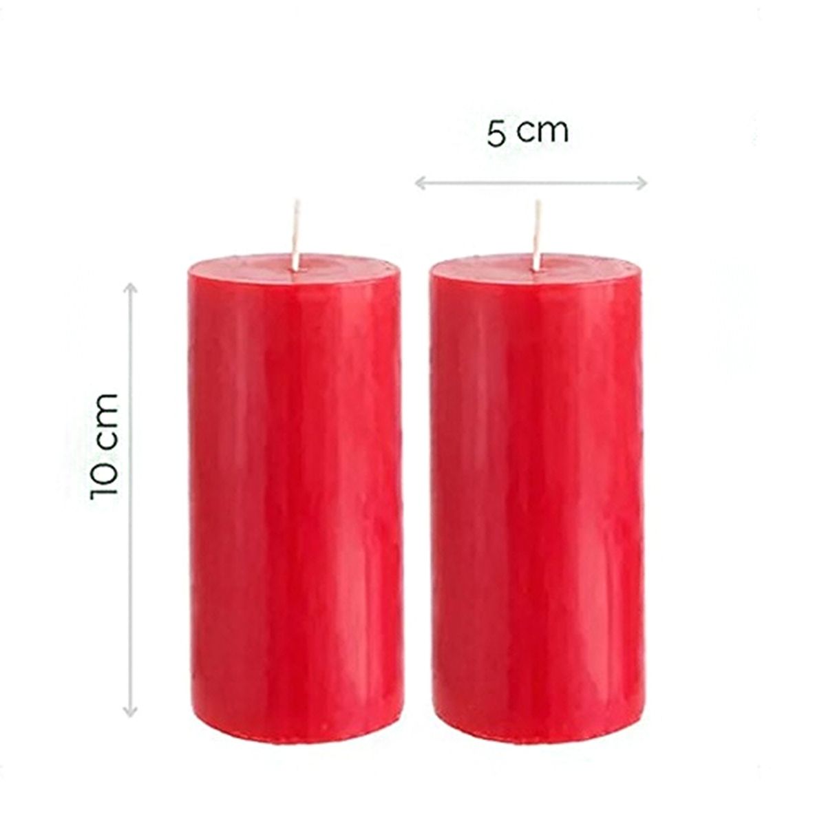 GENERICO - PACK DE 2 VELONES  CIRIOS ROJO  10 X 5 CM