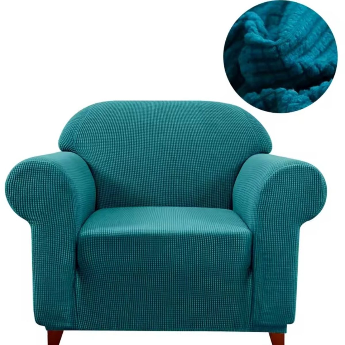 GENERICO - Fundas sofa 3+1+1 texturizado set cubre sillón turquesa