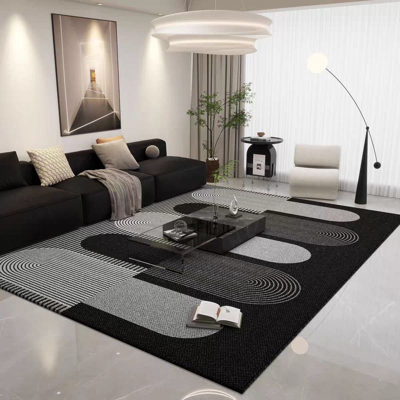 GENERICO - Alfombra Para Sala Ilusión Óptica DISEÑO OVALO GRIS NEGRO 200x240 Mp