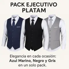 XPRESS RECHARGE - Pack Ejecutivo Platam – 3 Chalecos Azul Marino,Negro y Gris de vestir