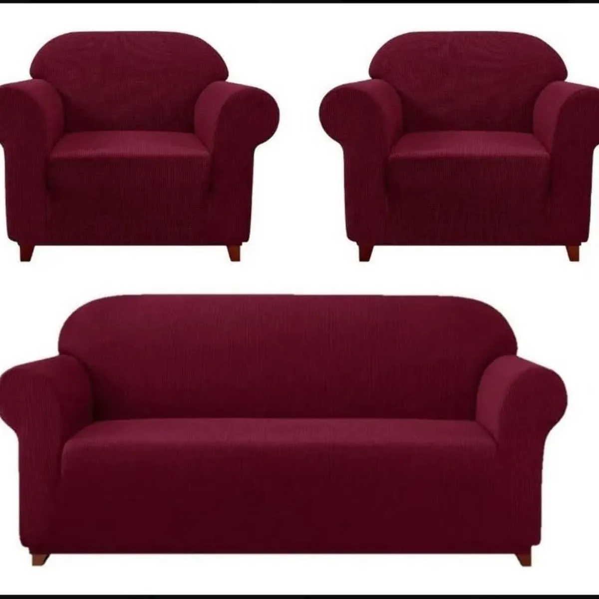 GENERICO - Fundas sofa 3+1+1 texturizado set cubre sillón Burdeo