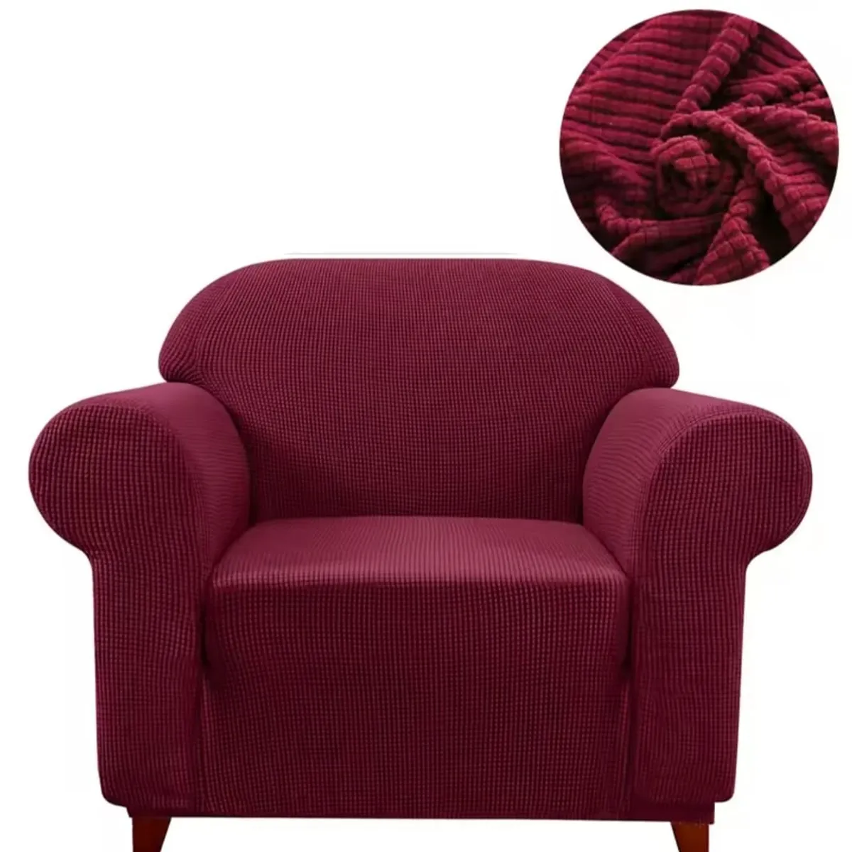 GENERICO - Fundas sofa 3+1+1 texturizado set cubre sillón Burdeo