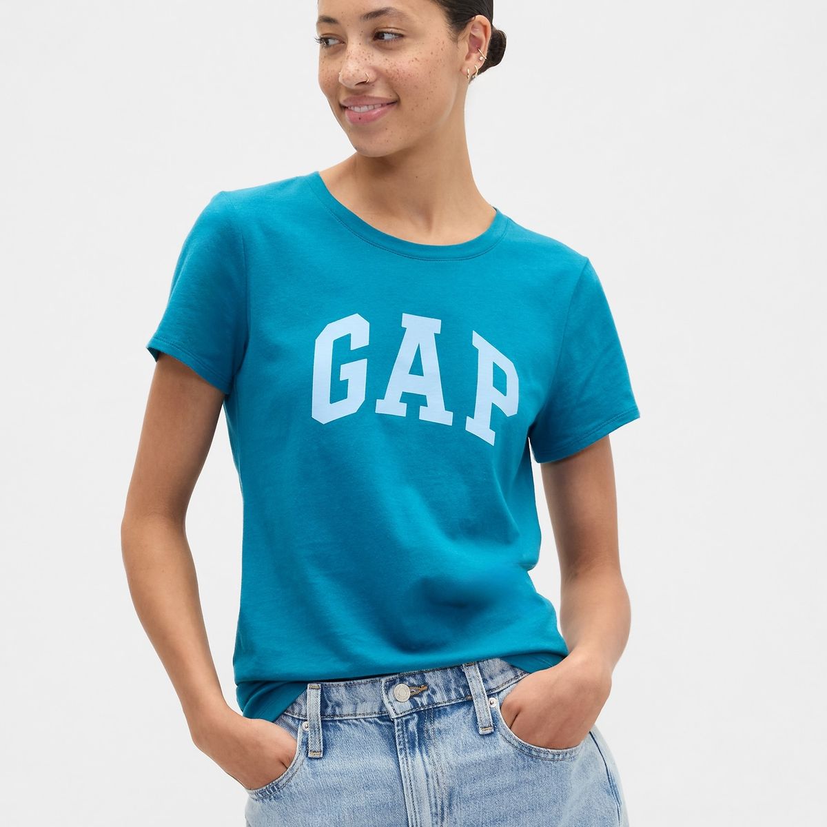 GAP - Polera Gap Logo Manga Corta Mujer Azul