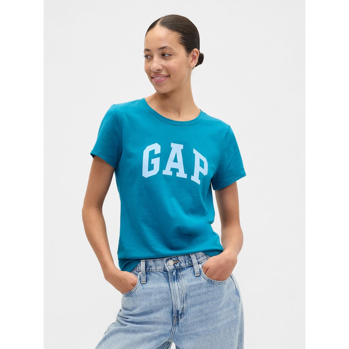 GAP - Polera Gap Logo Manga Corta Mujer Azul