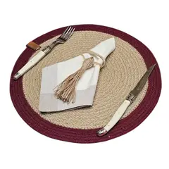 TELARES DE ESTILO - INDIVIDUAL para Mesa Terraza Fibra Natural con Regalo Servilletero