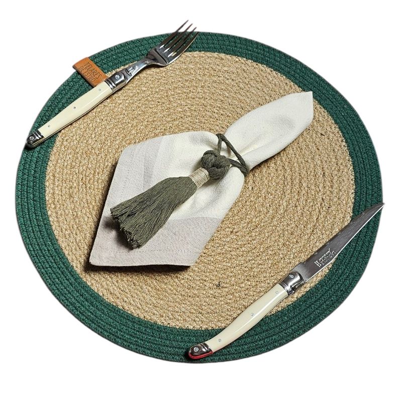 TELARES DE ESTILO - Set 6 INDIVIDUALES Mesa Terraza Fibra Natural con Regalo Servilletero