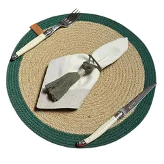 TELARES DE ESTILO - Set 6 INDIVIDUALES Mesa Terraza Fibra Natural con Regalo Servilletero