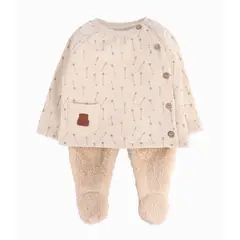 BLACK AND BLUE - Conjunto recién nacido con diseño beige