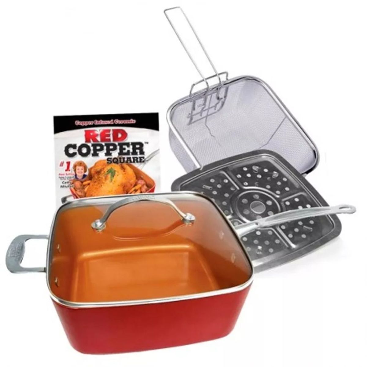 MOVI - SET DE COCINA 5 EN 1 COBRE MULTIUSO FREÍR HORNEAR VAPOR