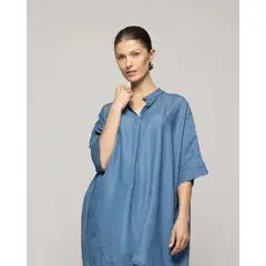 LINEATRE - Vestido Mujer Vionna Corto Tipo Túnica Denim Azul