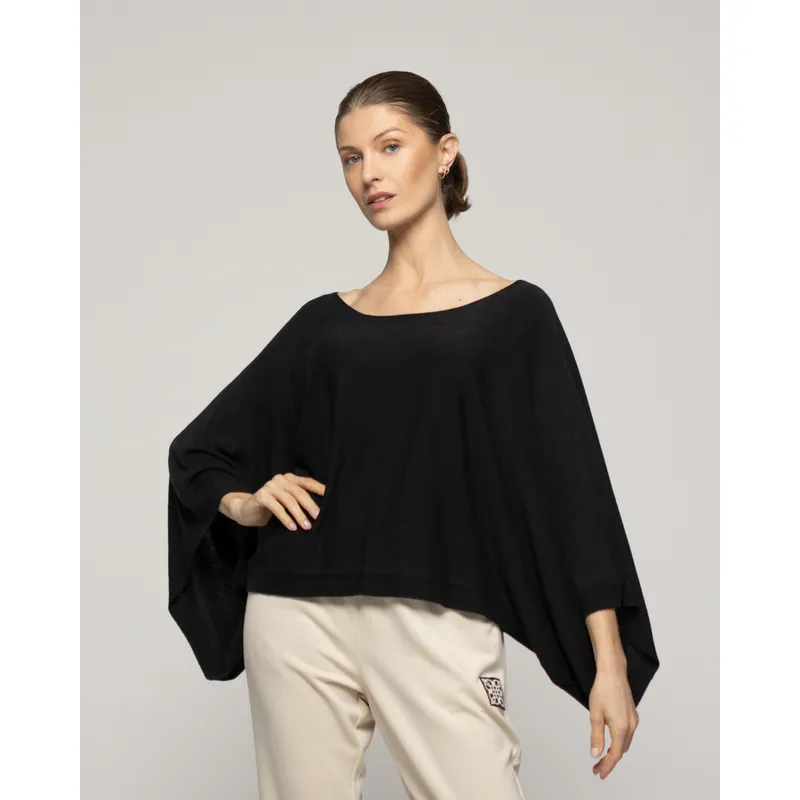 LINEATRE - Sweater Mujer Oversize Willa Negro Manga Ancha Lineatre
