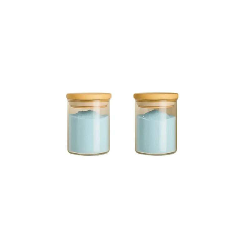 GENERICO - Set 2 Frascos Tarro Hermetico De Vidrio 8cm Tapa De Bambú