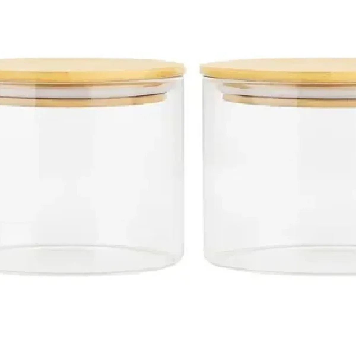 GENERICO - Set 2 Frascos Tarro Hermetico De Vidrio 8cm Tapa De Bambú