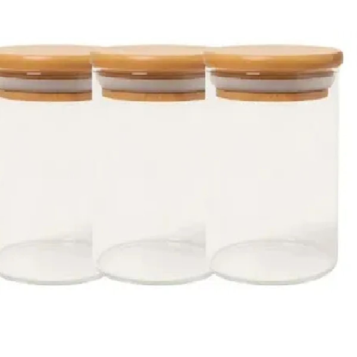 GENERICO - Set 3 Frascos Tarro Hermetico De Vidrio 8cm Tapa De Bambú