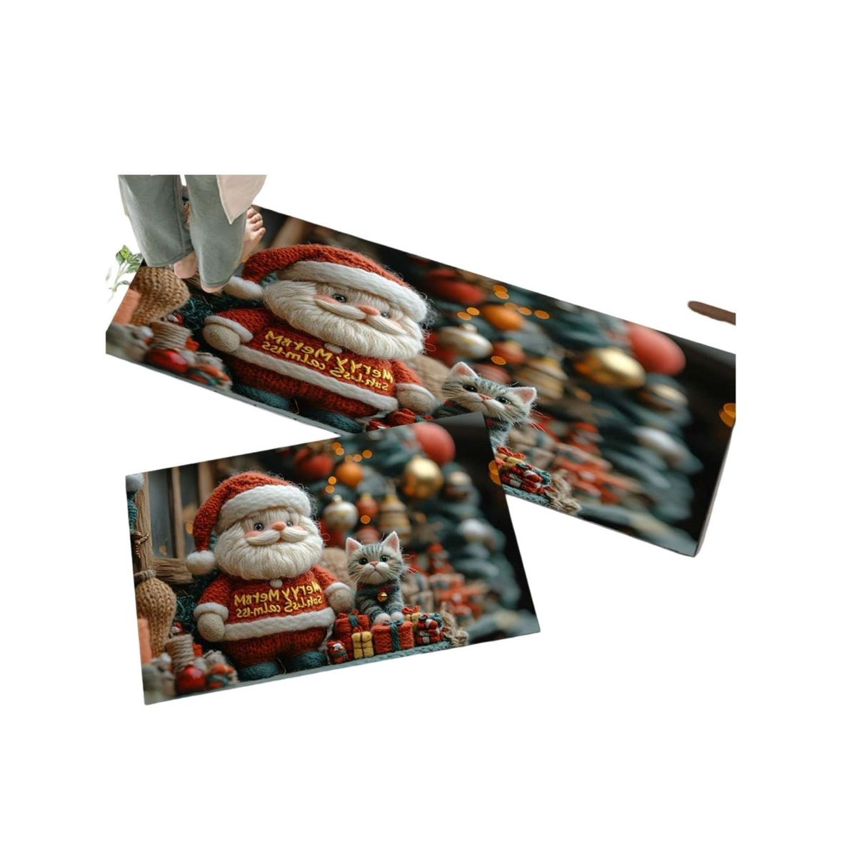 GENERICO - ALFOMBRA DECORATIVA PARA COCINA CON DISEÑO NAVIDEÑO T02