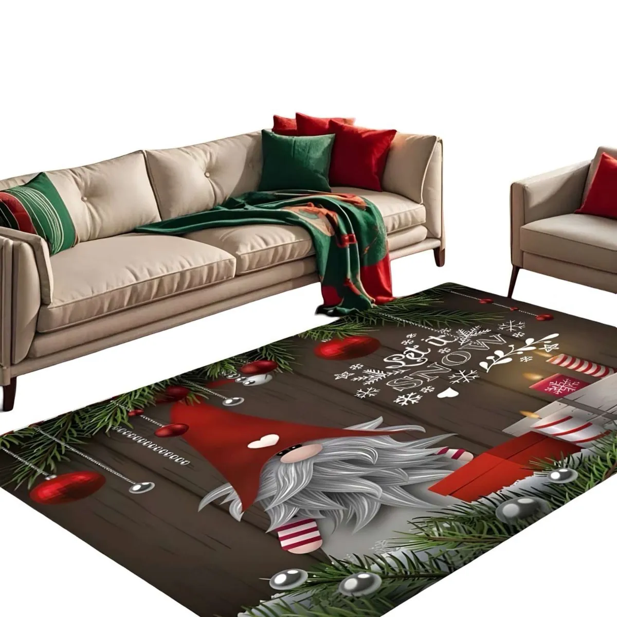 GENERICO - ALFOMBRA DECORATIVA DISEÑO NAVIDEÑO PARA LIVING O COMEDOR 180cm x 200 cm T11