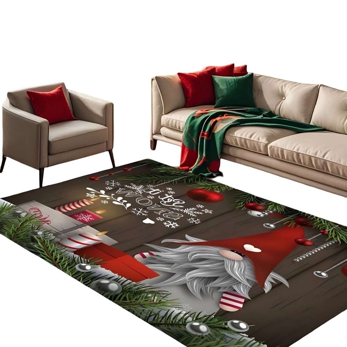 GENERICO - ALFOMBRA DECORATIVA DISEÑO NAVIDEÑO PARA LIVING O COMEDOR 180cm x 200 cm T11