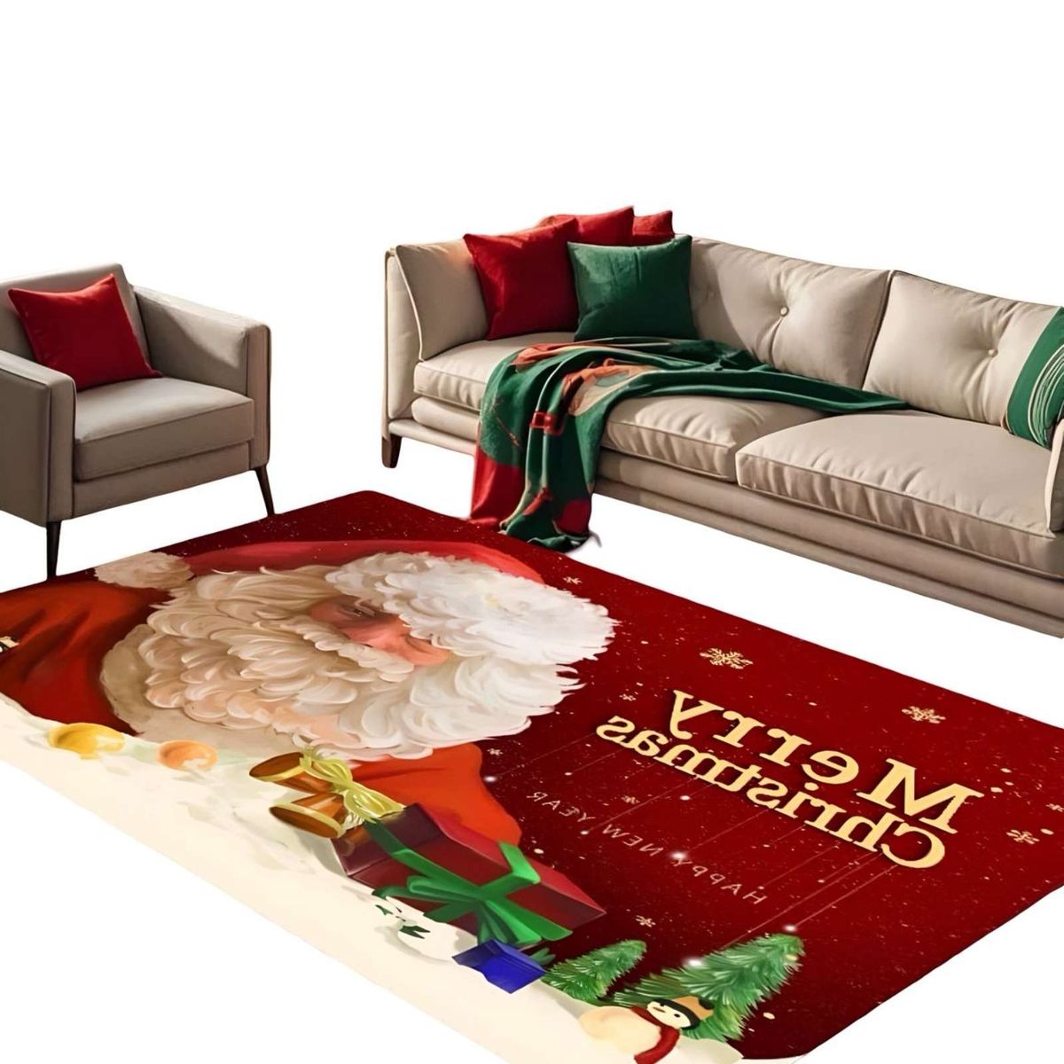 GENERICO - ALFOMBRA DECORATIVA DISEÑO NAVIDEÑO PARA LIVING O COMEDOR 240cm 200cm T24