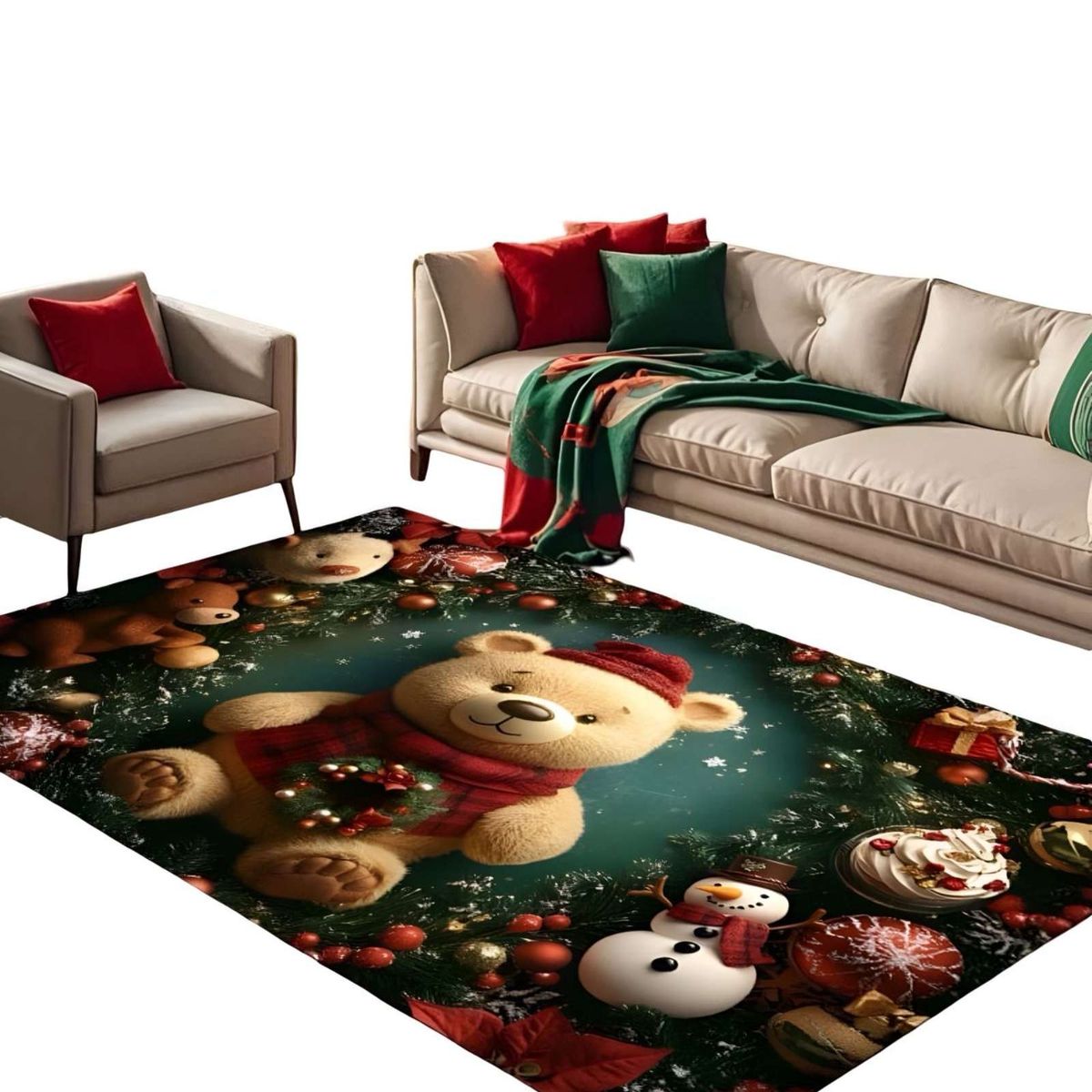 GENERICO - ALFOMBRA DECORATIVA DISEÑO NAVIDEÑO PARA LIVING O COMEDOR 300cm  x 200cm T32