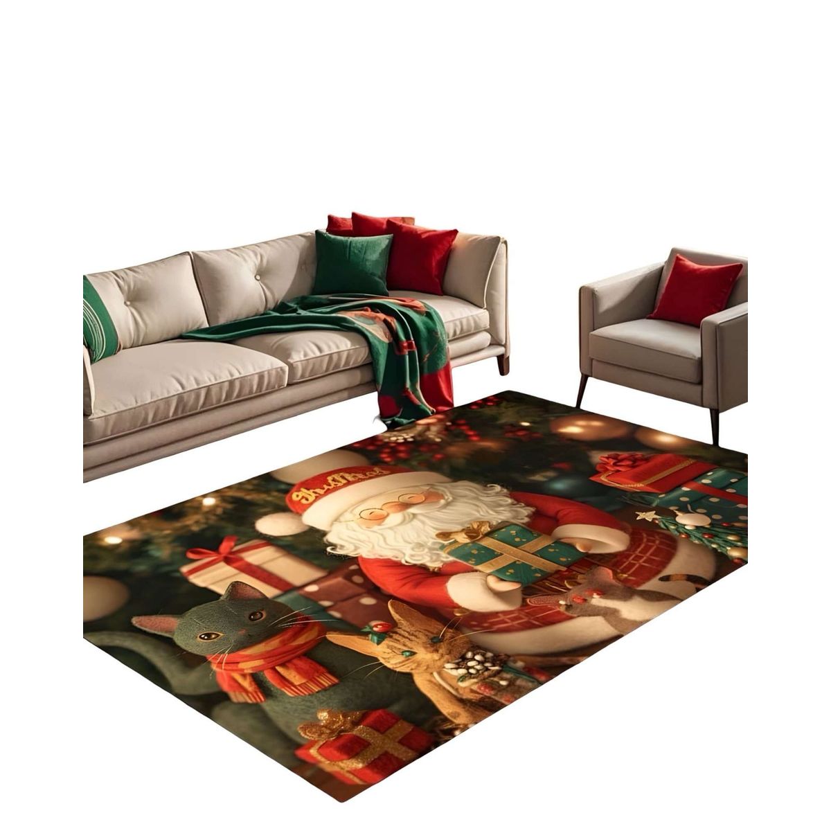 GENERICO - ALFOMBRA DECORATIVA NAVIDEÑA PARA LIVING O COMEDOR 240cm 200cm T27