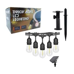 GENERICO - Guirnalda Con Panel Solar 10 Ampolletas 5 metros Calidas Impermeable