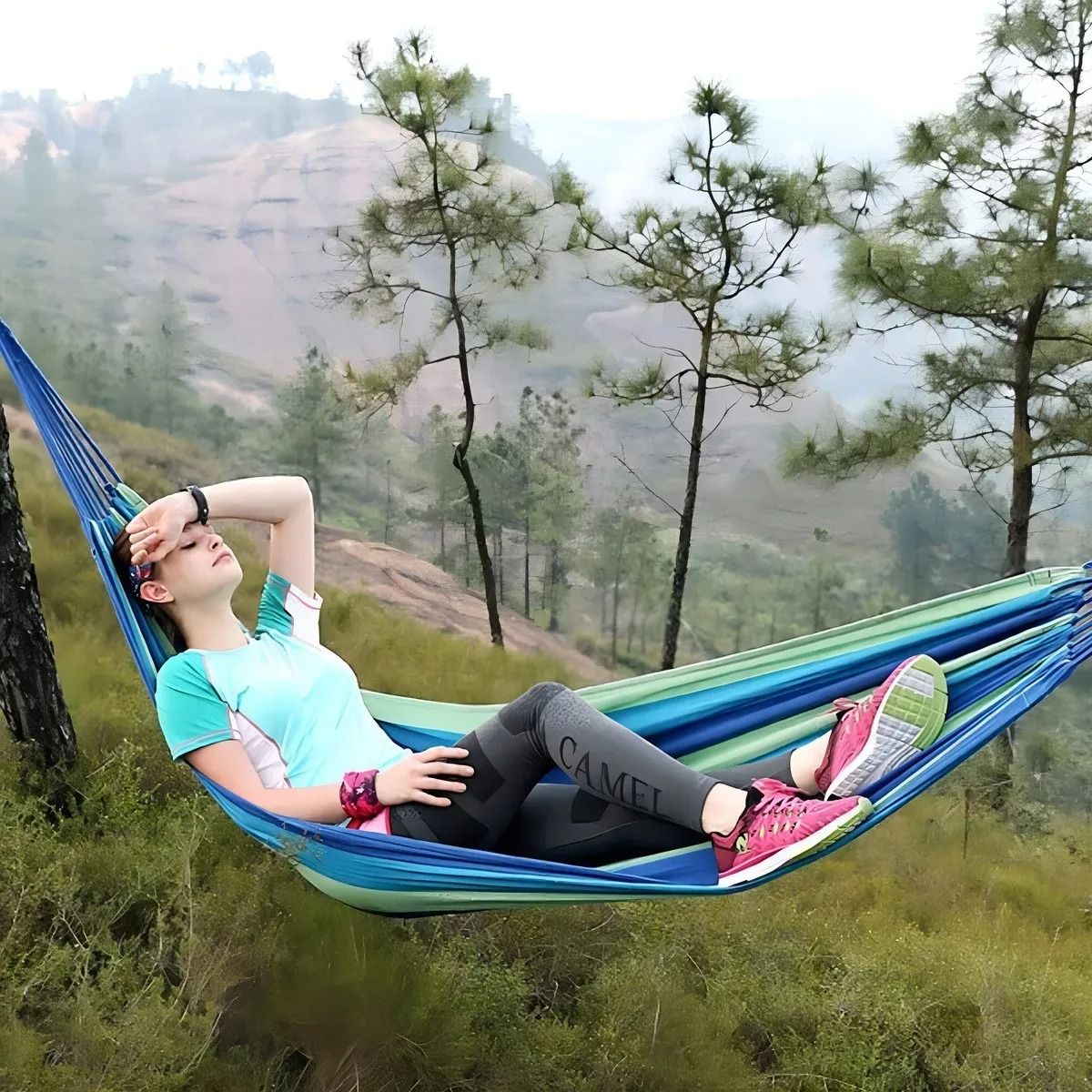 NO LOGO - Hamaca Camping 2 Plaza Colgante Azul