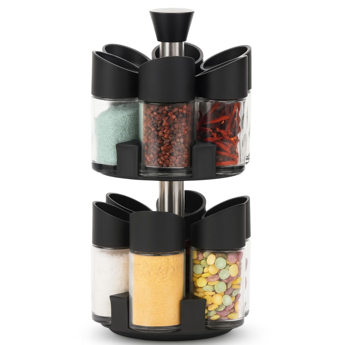 GENERICO - Especiero Condimentero Especias 12 Frascos 2 Niv Giratorio