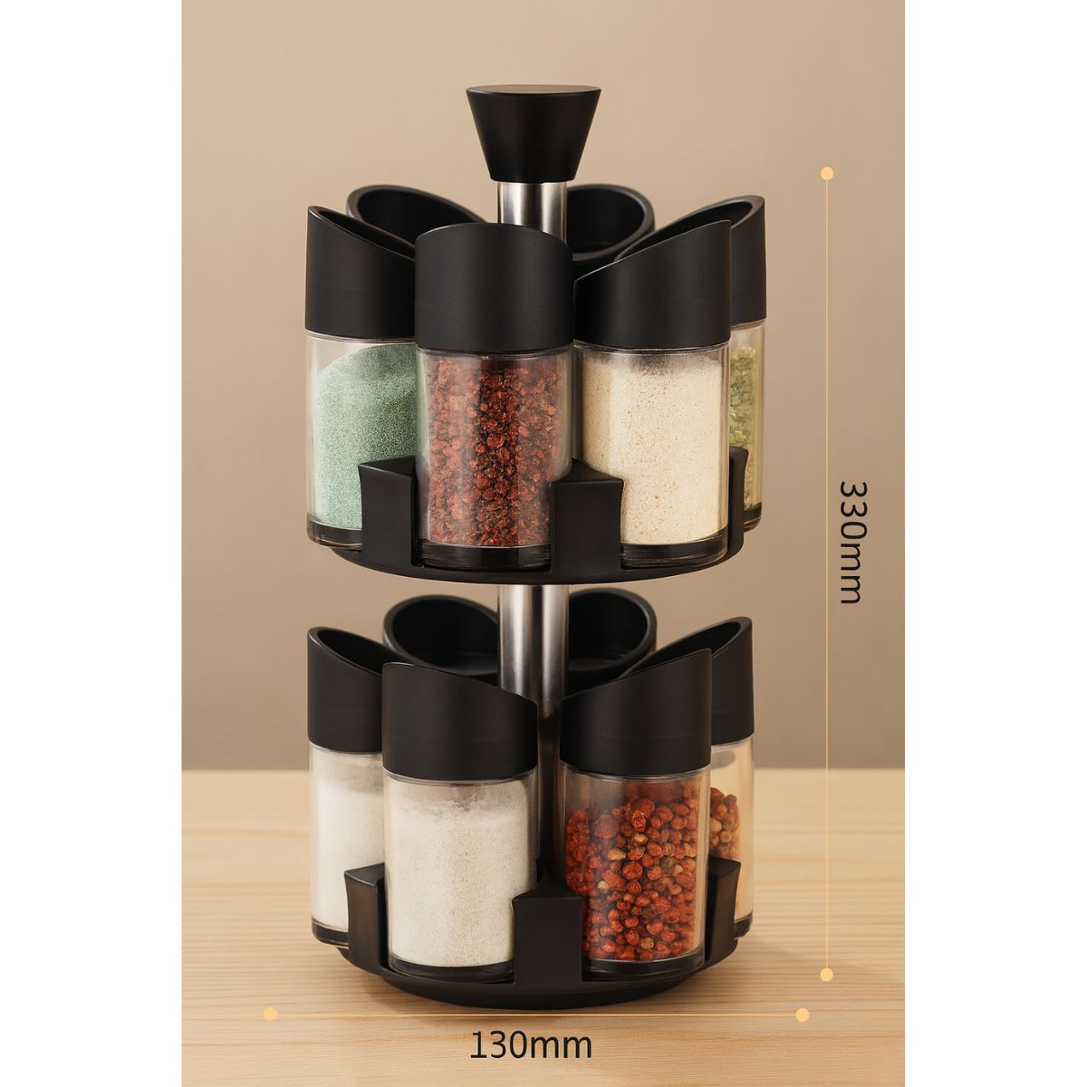 GENERICO - Especiero Condimentero Especias 12 Frascos 2 Niv Giratorio