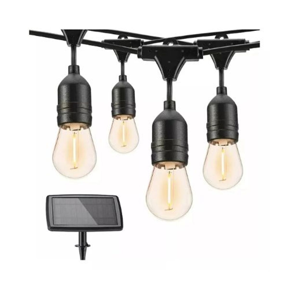 GENERICO - Guirnalda Con Panel Solar 10 Ampolletas Calidas Led Impermeable 10 Metros