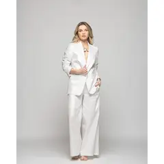 LUDOVICA - Blazer Mujer Iris Largo Clásico Algodón Folia Blanco