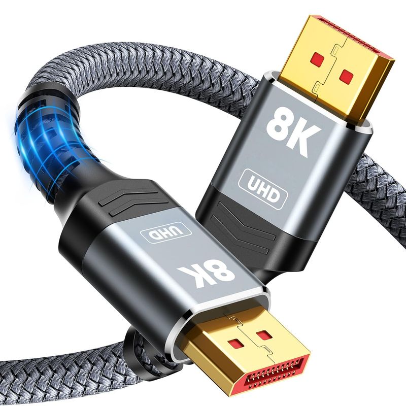 KUANGYE - Cable Display Port 1.4 Macho (8k 60hz/4k 144hz) 3 Metros Gris Oscuro