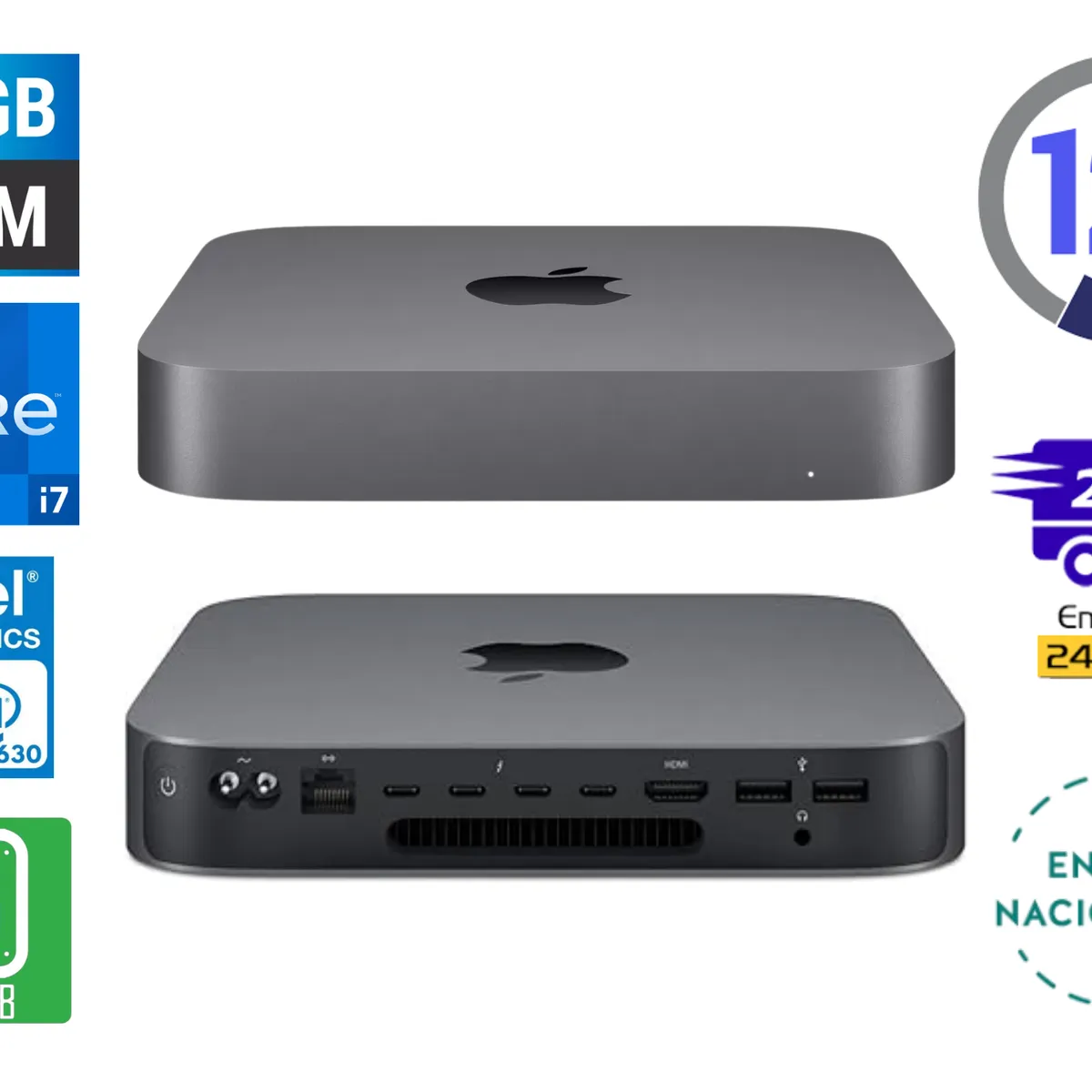 APPLE - Apple Mac Mini Late 2018 Intel Core I7 3.2 Ghz 32GB RAM 256GB SSD A2347 - Reacondicionado GradoA