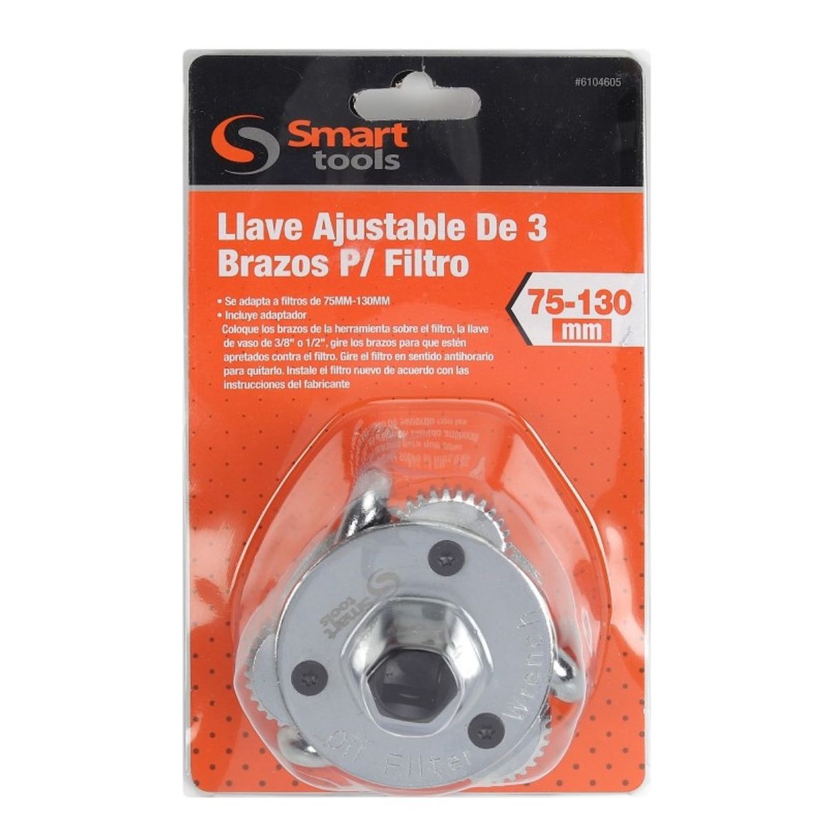 SMART TOOLS - Llave Tipo Araña Para Filtro De Aceite 75-130 Mm